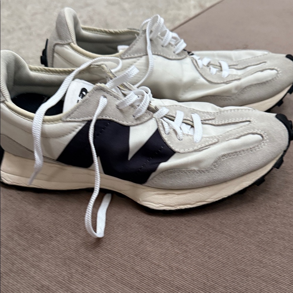New Balance Women's Cream and Black Sneakers